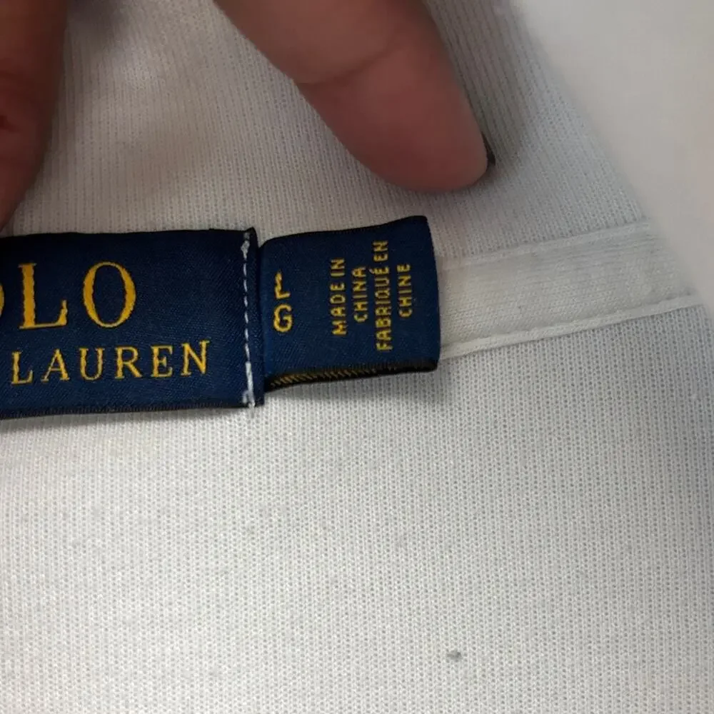 Polo Ralph Lauren White Embroidered Hoodie Large Classic Logo Preppy Streetwear